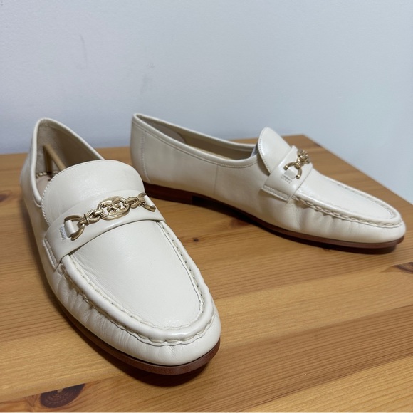 Sam Edelman Lucca Ivory Leather Chain Loafers Slip-On Flats Size 11 NWT - Picture 1 of 8